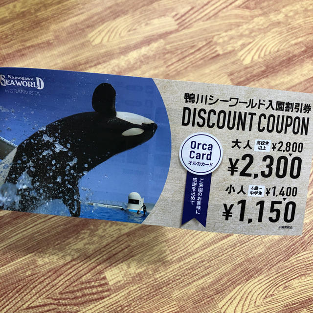 鴨川シーワールド割引券 チケットの施設利用券(水族館)の商品写真