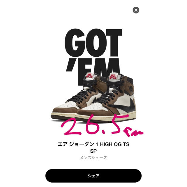 nike air Jordan 1 travis scott 26.5㎝