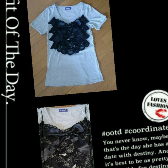 ANAP(アナップ)のANAPフリル＆リボンTシャツ レディースのトップス(Tシャツ(半袖/袖なし))の商品写真