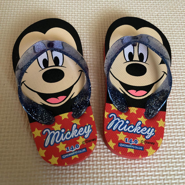 Disney(ディズニー)の【未使用】ミッキー ビーチサンダル 14㎝ キッズ/ベビー/マタニティのベビー靴/シューズ(~14cm)(サンダル)の商品写真