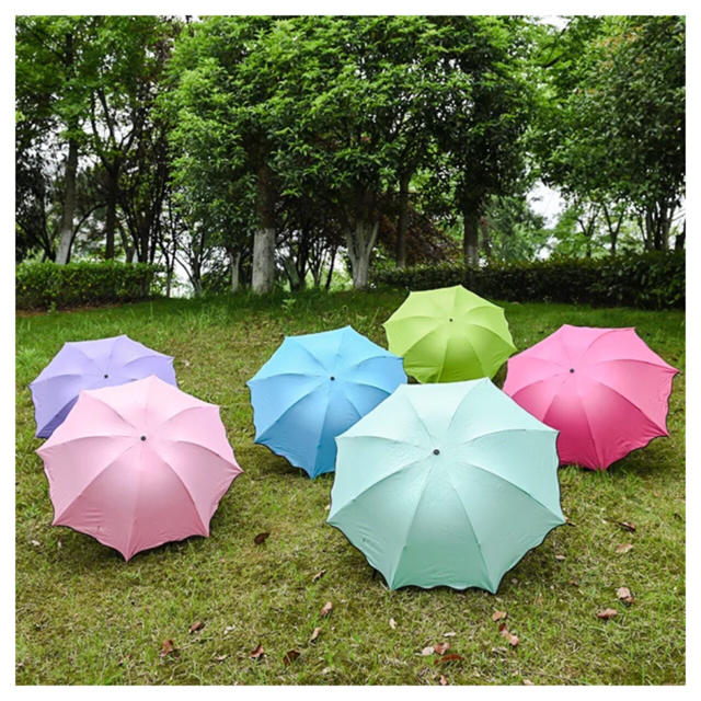 雨で小花出現☆紫外線カット日傘晴傘 パープル レディースのファッション小物(傘)の商品写真