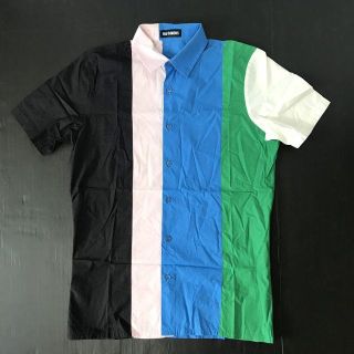 ラフシモンズ(RAF SIMONS)の【H】ラフシモンズ マルチデザイン ストライプ 半袖シャツ 44(シャツ)