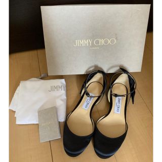 ジミーチュウ(JIMMY CHOO)の最終値下げ！ジミーチュウ  ストラップ フラットシューズ サテン(バレエシューズ)