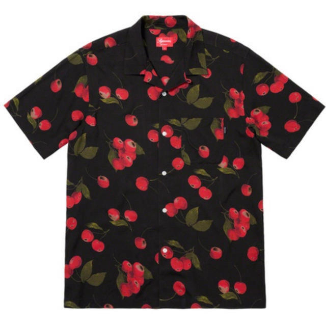 (L) 2019SS Cherry Rayon S/S Shirt Black