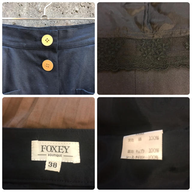FOXEY(フォクシー)のフォクシー FOXEY 金ボタン使いデザインスカート38/裏レース使用 レディースのスカート(ひざ丈スカート)の商品写真