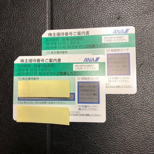 ANA株主優待券2枚（有効期限：2019/11/30)