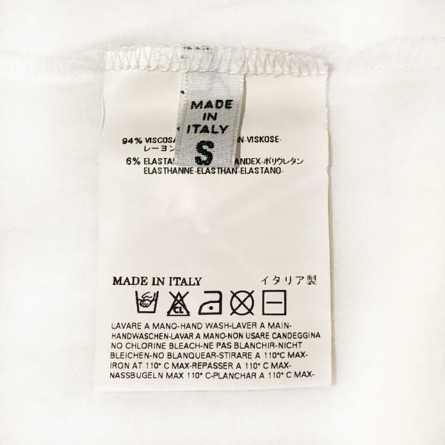 MM6(エムエムシックス)のMM6 エムエムシックス★ロング丈 フレンチ袖カットソー 肩プリント ホワイト レディースのトップス(カットソー(半袖/袖なし))の商品写真