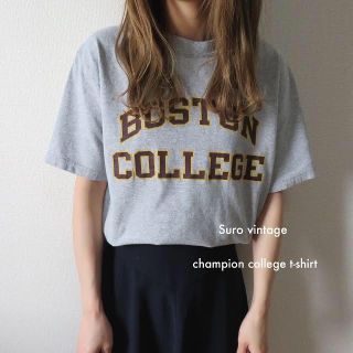 チャンピオン(Champion)のchampion カレッジ tシャツ グレー 古着 レディース vintage(Tシャツ(半袖/袖なし))