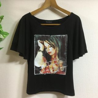 シマムラ(しまむら)のロックかわいい♡フレアスリーブTシャツ 黒(Tシャツ(半袖/袖なし))