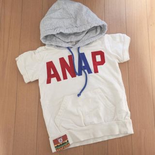 アナップ(ANAP)のused【ANAP 半袖 パーカー デカロゴ 90】(Tシャツ/カットソー)