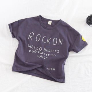 ロゴ Tシャツ 半袖 韓国子供服 男の子 ネイビー 90(Tシャツ/カットソー)