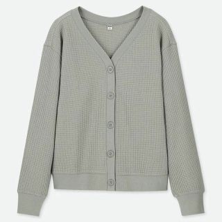 ユニクロ(UNIQLO)の売り切り価格！新品未使用♪ユニクロ  ワッフルカーディガン XXL  グリーン(カーディガン)