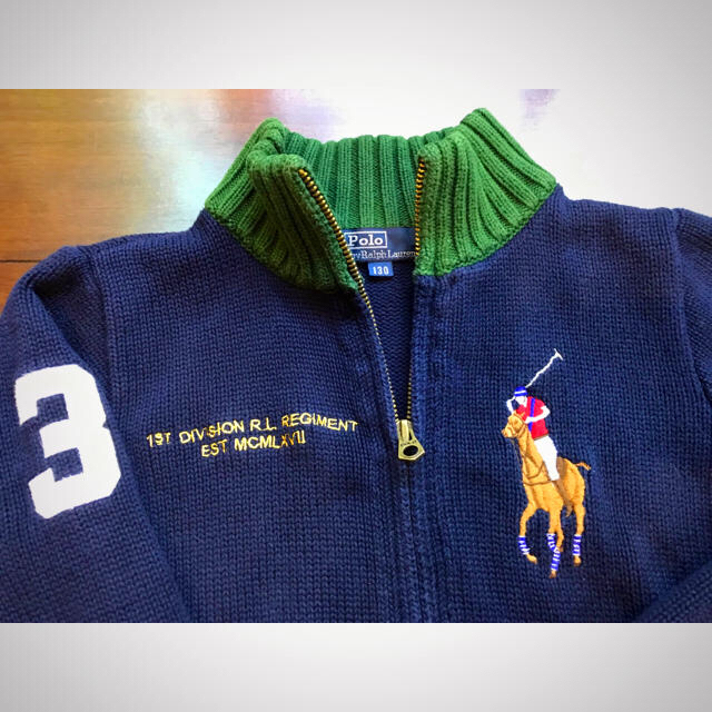 Ralph Lauren(ラルフローレン)のラルフローレン ジッパー ニット 130 ネイビー ビッグポニー キッズ/ベビー/マタニティのキッズ服男の子用(90cm~)(ニット)の商品写真