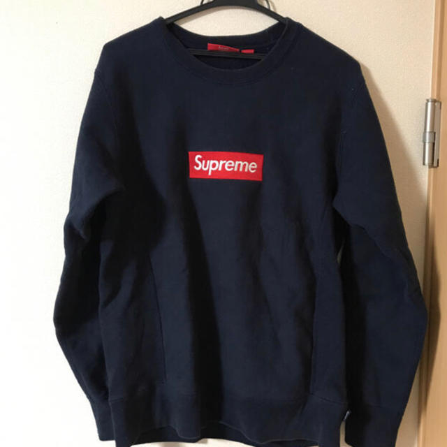 2015aw supreme box logo crew neck ネイビー