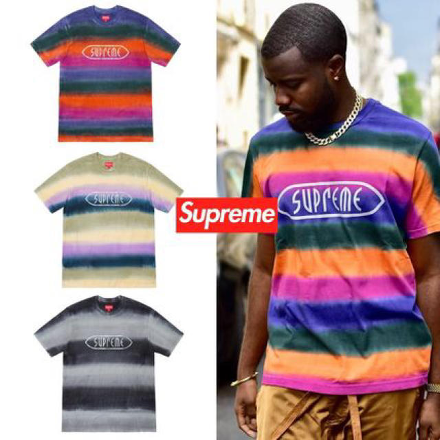 新品タグ付き 19SS Supreme Rainbow Stripe Tee