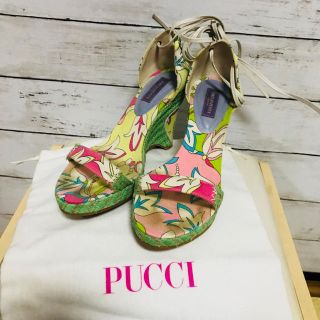 エミリオプッチ(EMILIO PUCCI)のエミリオプッチ ウェッジソール編み上げサンダル サイズ36 (サンダル)