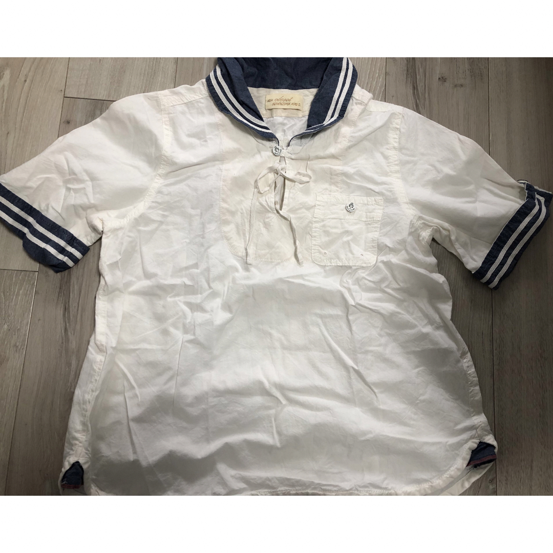 w closet(ダブルクローゼット)のマリンセーラー襟半袖シャツホワイト レディースのトップス(シャツ/ブラウス(半袖/袖なし))の商品写真