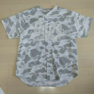 アベイシングエイプ(A BATHING APE)のアベイシングエイプ ホワイトカモベースボールシャツ サイズL(Tシャツ/カットソー(半袖/袖なし))