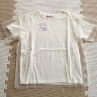 センスオブプレイスバイアーバンリサーチ(SENSE OF PLACE by URBAN RESEARCH)のタグ付き新品♡チュールレイヤードTシャツ 白 ホワイト レース(Tシャツ(半袖/袖なし))