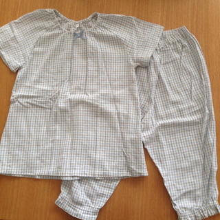 ムジルシリョウヒン(MUJI (無印良品))の無印良品 チェック半袖パジャマ 水色  130(パジャマ)