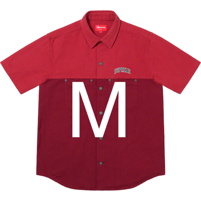 お得な情報満載 Supreme - Supreme 2 Tone Denim S/S Shirt red 赤 シャツ