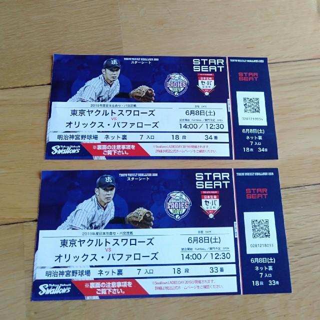 東京ヤクルトスワローズ(トウキョウヤクルトスワローズ)のプロ野球チケット チケットのスポーツ(野球)の商品写真