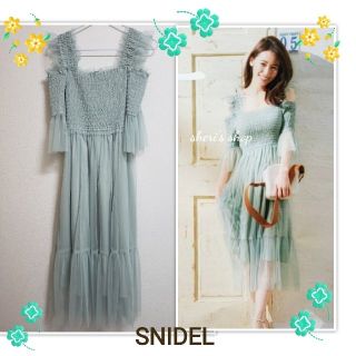 スナイデル(SNIDEL)の新品TAG付★SNIDEL チュールフリルワンピース(ひざ丈ワンピース)