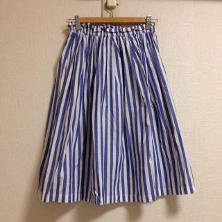 ダブルクローゼット(w closet)の膝下丈 ストライプ サマースカート(ひざ丈スカート)