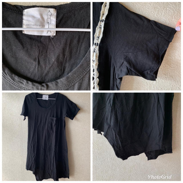 antiqua(アンティカ)のY)  黒Ｔ＆レースキャミ   セット   アンティカ レディースのトップス(Tシャツ(半袖/袖なし))の商品写真