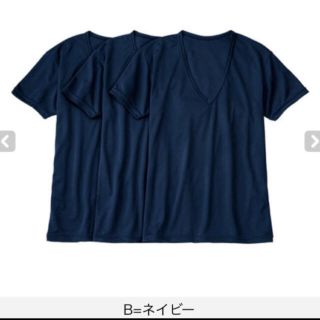 ニッセン(ニッセン)の3枚組 吸汗速乾メッシュ深V首半袖インナー 紺色 Mサイズ メンズ (Tシャツ/カットソー(半袖/袖なし))