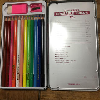ミツビシエンピツ(三菱鉛筆)の三菱 MITSUBISHI 消せる色鉛筆 12色(色鉛筆)