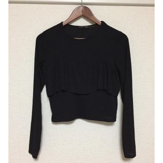 ザラ(ZARA)のZARA 長袖黒カットソー(カットソー(長袖/七分))