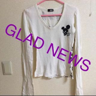 グラッドニュース(GLAD NEWS)のGLAD NEWS トップス ロンT ミッキーデザイン 白(Tシャツ(長袖/七分))