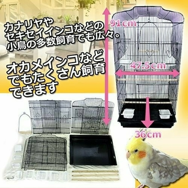 鳥かご バードケージ 鳥小屋 大型 複数飼い 組み立て式☆①