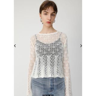 マウジー(moussy)のmoussy SCALLOP CROCHET LIKE ニット(カットソー(長袖/七分))