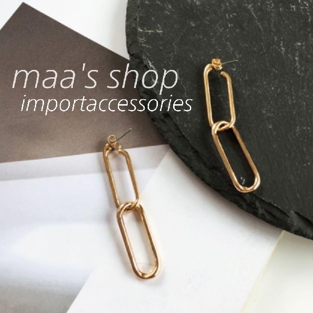 ZARA(ザラ)の◆インポートピアス◆ラス1要コメントダブルスクエアフープ2wayピアス◇ゴールド レディースのアクセサリー(ピアス)の商品写真