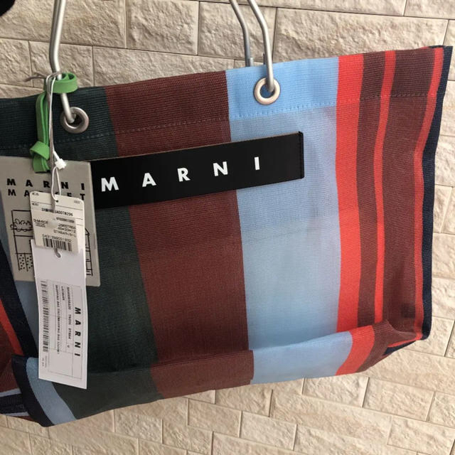 MARNI 　ストライプバッグ 　ラッカーレッド　新品