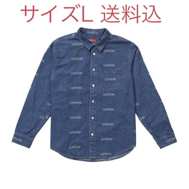 supreme dimensions logo denim shirt 青 L