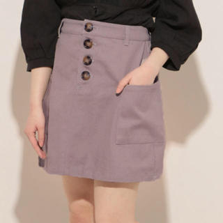 スコッチボタンデザイン台形スカート(ミニスカート)