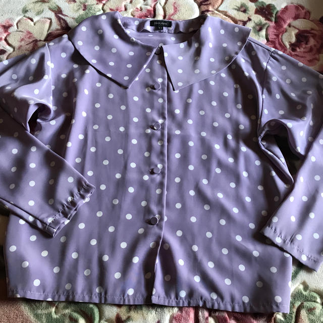 紫ドット柄 長袖ブラウス レディースのトップス(シャツ/ブラウス(長袖/七分))の商品写真