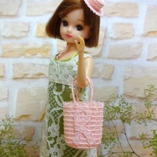 カゴバッグ ピンクM リカちゃん momoko ブライスなどのドールに(その他)