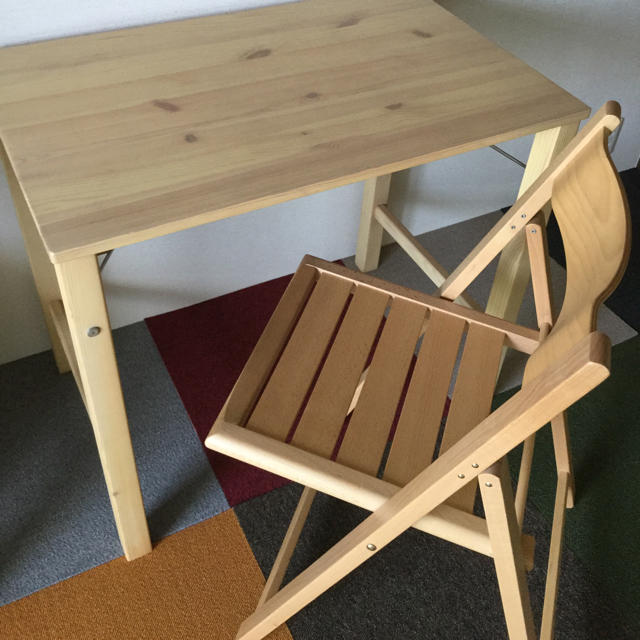 無印良品【テーブルと椅子セット】在宅ワークに　テーブル折りたたみ式　折り畳み椅子