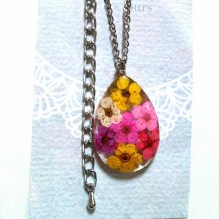 リアルフラワー雫型ネックレス(オーダーメイド)