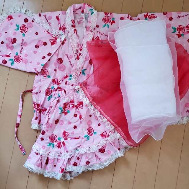 女児 浴衣 セパレートタイプ スカート キッズ/ベビー/マタニティのキッズ服女の子用(90cm~)(甚平/浴衣)の商品写真