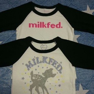 ミルクフェド(MILKFED.)のMILKFED. ロゴ ラグランＴシャツ２枚セット ４Ｔ ミルクフェド バンビ(Tシャツ/カットソー)