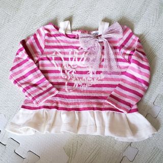 ジルスチュアートニューヨーク(JILLSTUART NEWYORK)のJILLSTUART リボン付きボーダーカットソー 90サイズ(Tシャツ/カットソー)