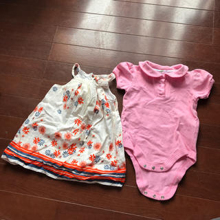 ベビーギャップ(babyGAP)の二枚まとめて！70センチ 女の子 ワンピース ポロシャツ ピンク(Tシャツ/カットソー)