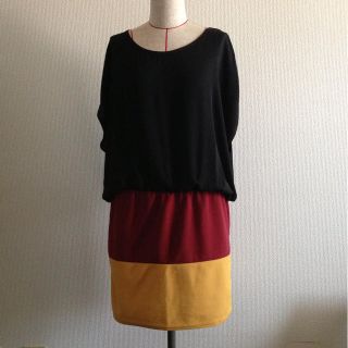 3色☆バイカラーワンピース(ミニワンピース)