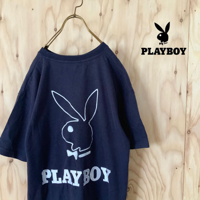 PLAYBOY(プレイボーイ)の90s PLAY BOY ビッグ刺繍 ビッグシルエット tシャツ ネイビー LL メンズのトップス(Tシャツ/カットソー(半袖/袖なし))の商品写真