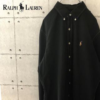 ラルフローレン(Ralph Lauren)の【希少】90's美品ラルフローレン 無地 ブラック長袖シャツ カラーポニー(シャツ)